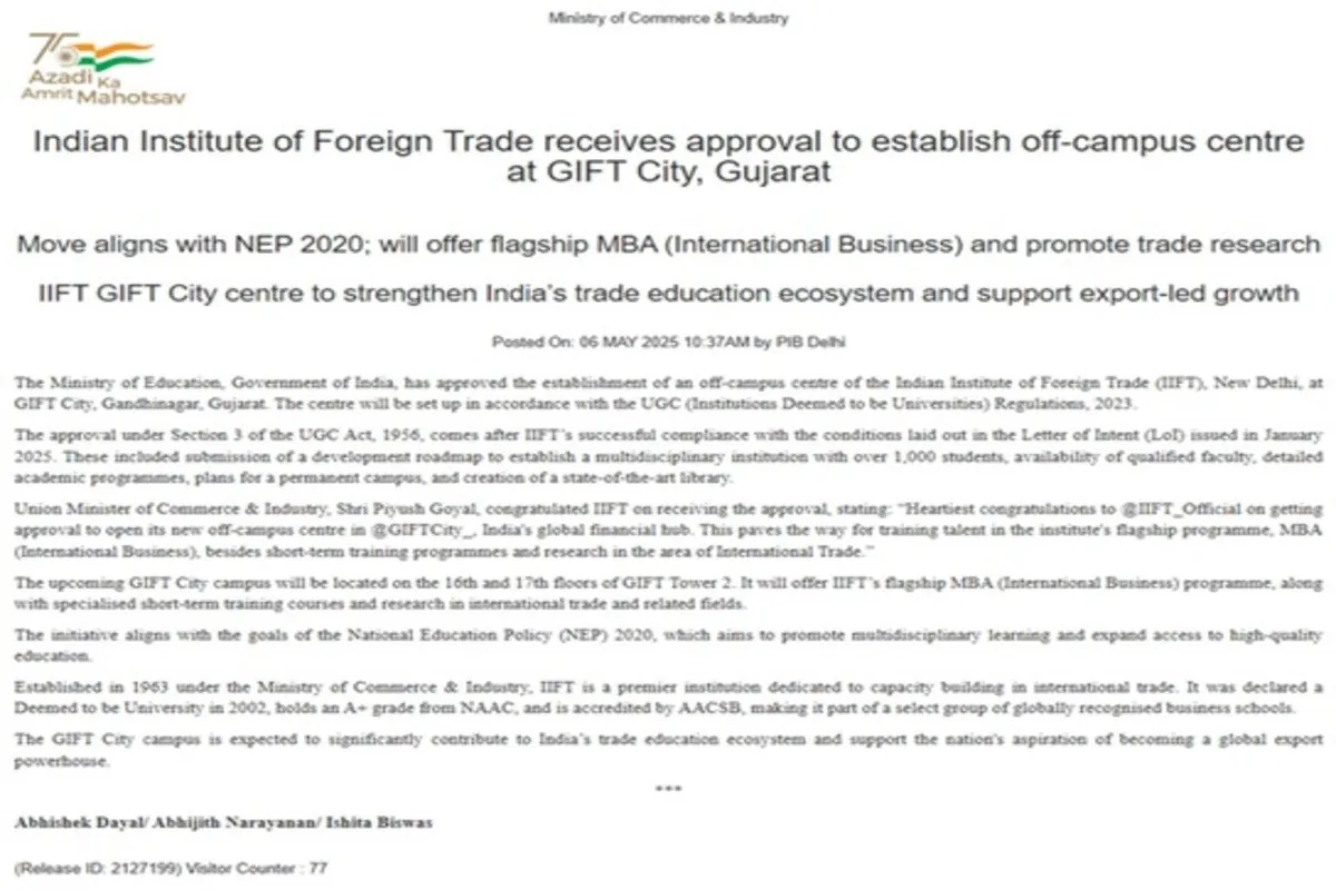 IIFT GIFT City Gujarat