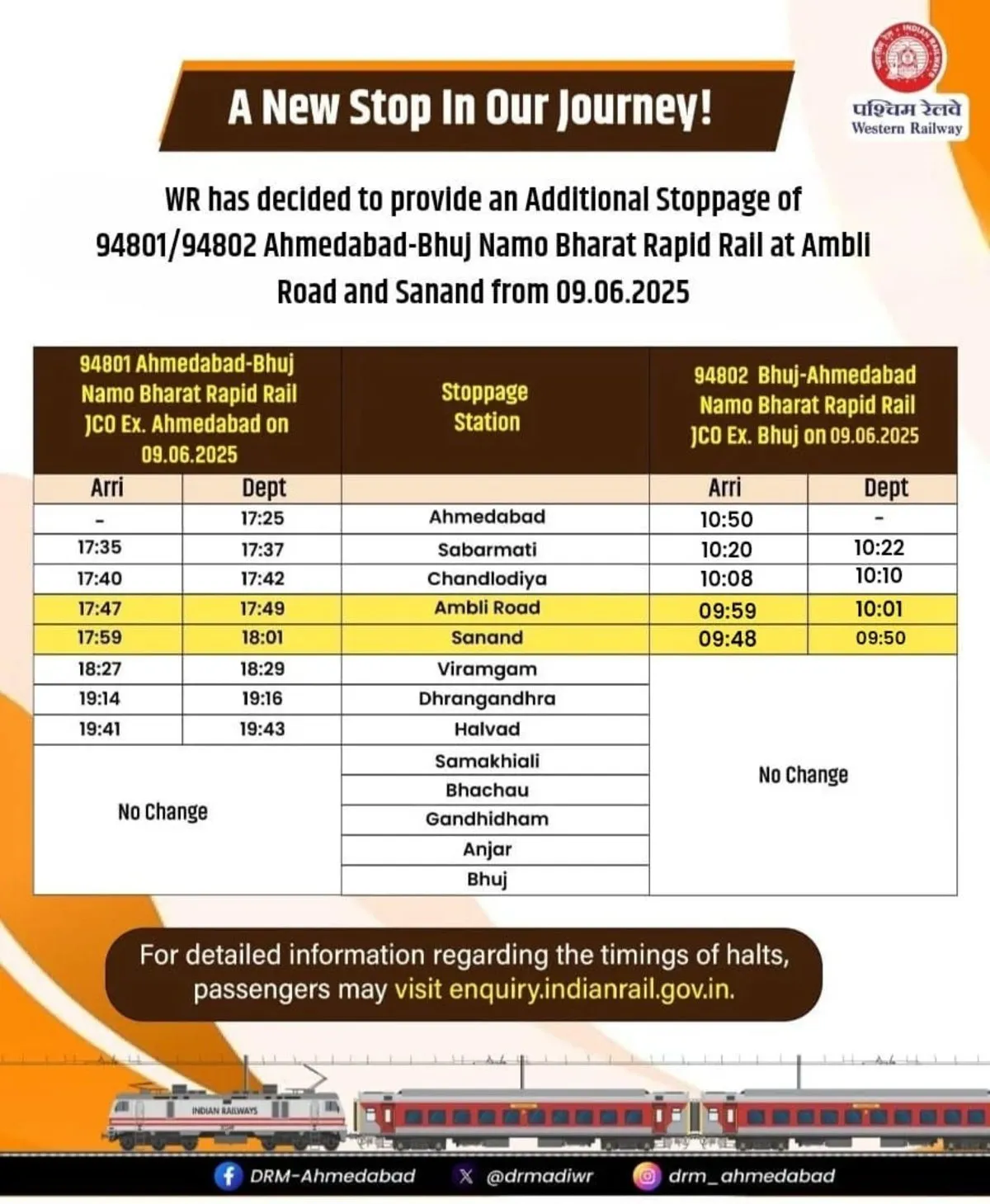 Namo Bharat train schedule 2025
